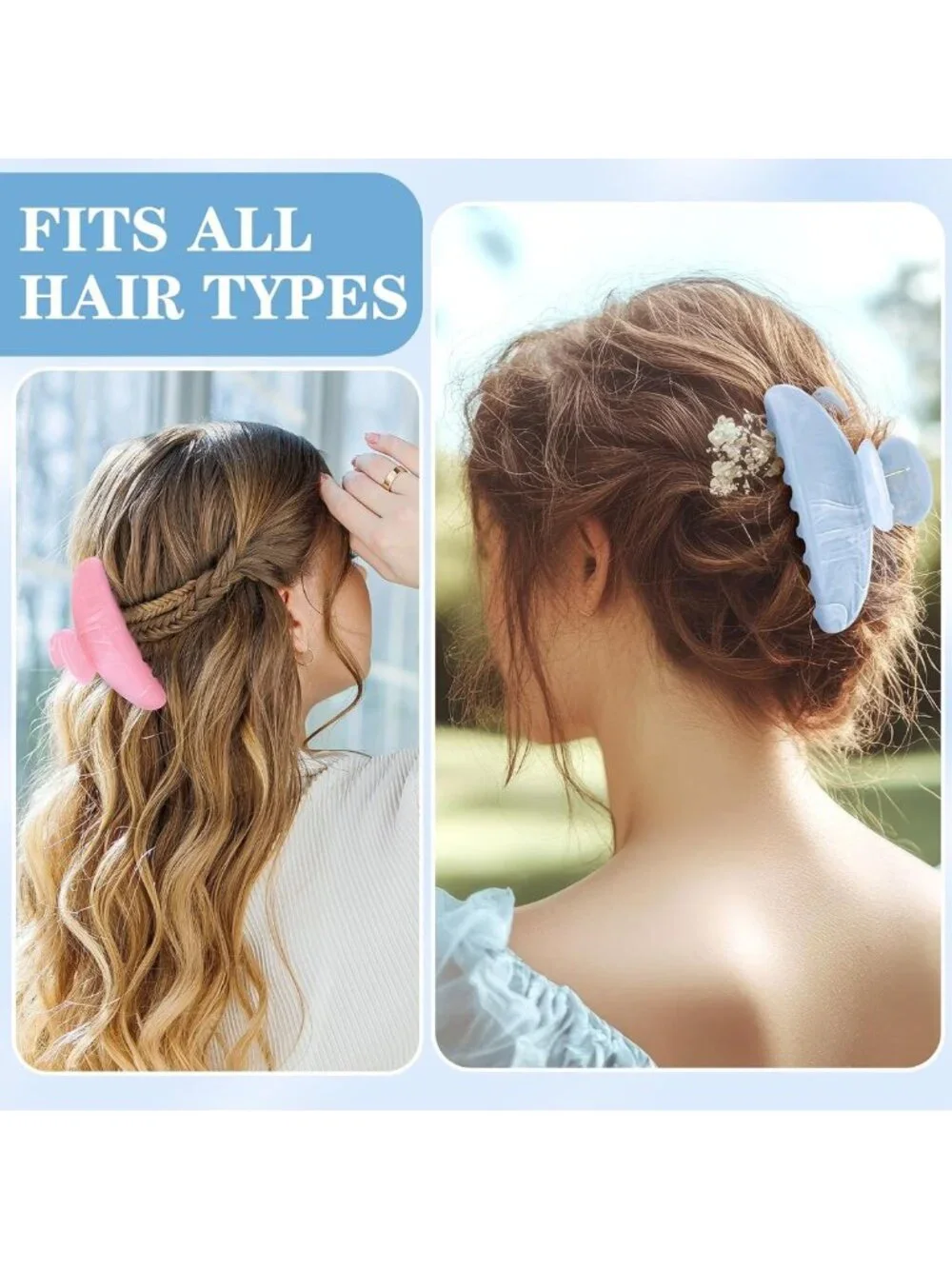 32 Pcs Large Non-Slip Acrylic Hair Claw Clips - Cute Pastel Barrettes for Women